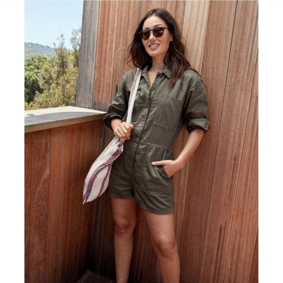Outerknown Womens Small Station Suit Shortfall Olive Night Cotton Linen - Picture 1 of 5
